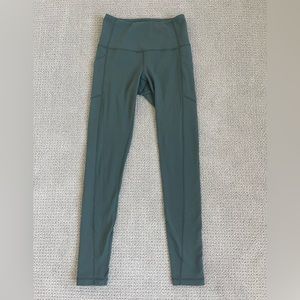 Zella Dark Green Ribbed Leggings, size S